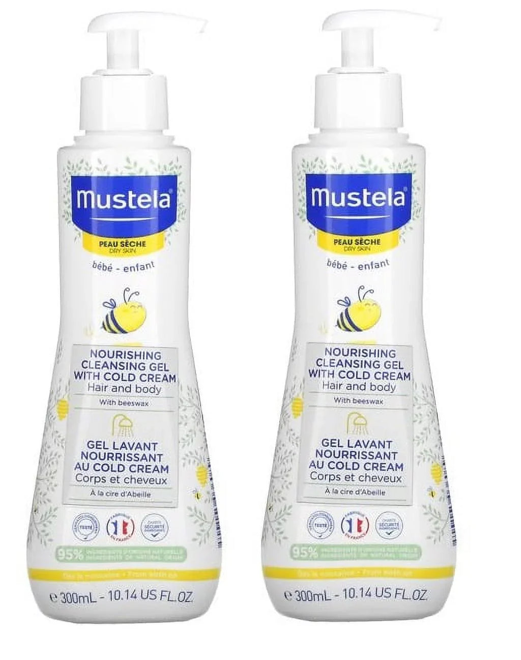 Mustela Baby Nourishing Dry Skin Cleansing Gel with Cold Cream For Hair & Body - 10.14 oz, 2-pack
