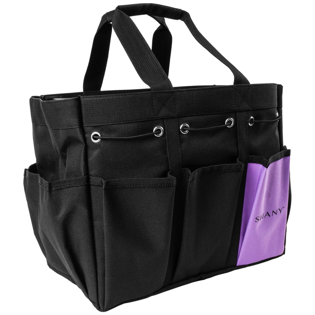 SHANY Beauty Handbag and Makeup Organizer Bag â Large Two-Tone Travel Tote with 2 Handles and 8 External Pockets â Black Canvas