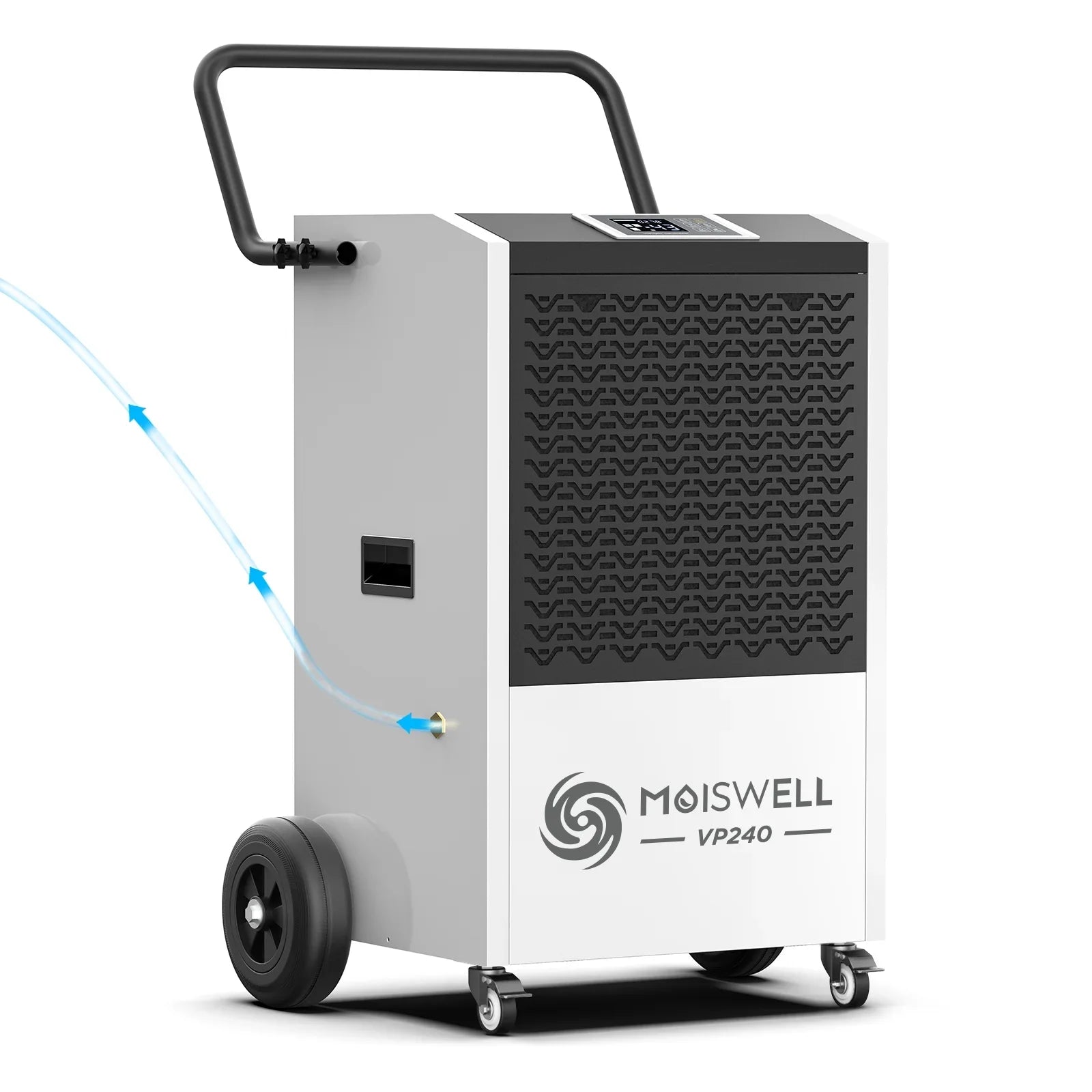Moiswell 240 Pints Commercial Dehumidifier with Pump and Drain Hose - Perfect for Industrial Site, Basements, Water Damage Unit for Large Spaces up to 8,500 Sq Ft - Auto Defrost, Memory Starting