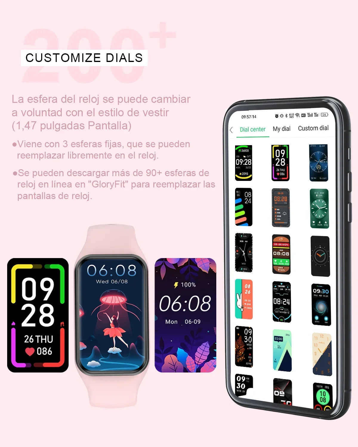 Smart Watch for Men Women - Calorie Pedometer, 1.47 Inch HD Screen,with 24 Sports Modes , IP68 Waterproof, Fitness Tracker Fitting with Android and iOS,Pink