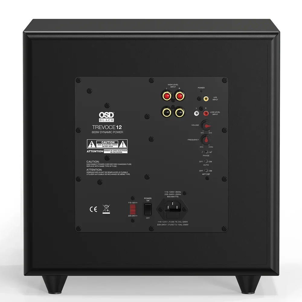 OSD Trevoce 12EQ Triple Driver Active Subwoofer 500W, Native EQ 15Hz Bass Response, Faux Leather Finish