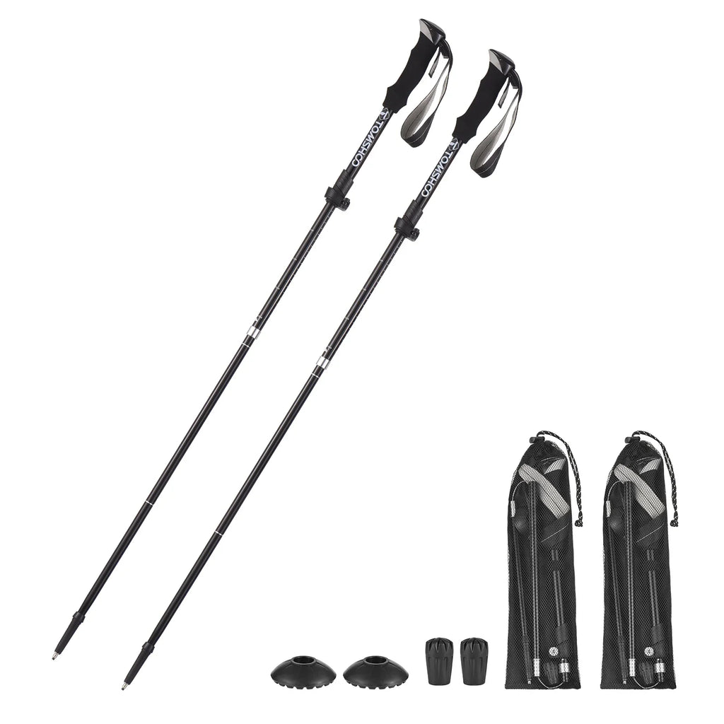 TOMSHOO Lightweight Collapsible Trekking Pole Set for Hiking Camping Backpacking Sturdy and Portable