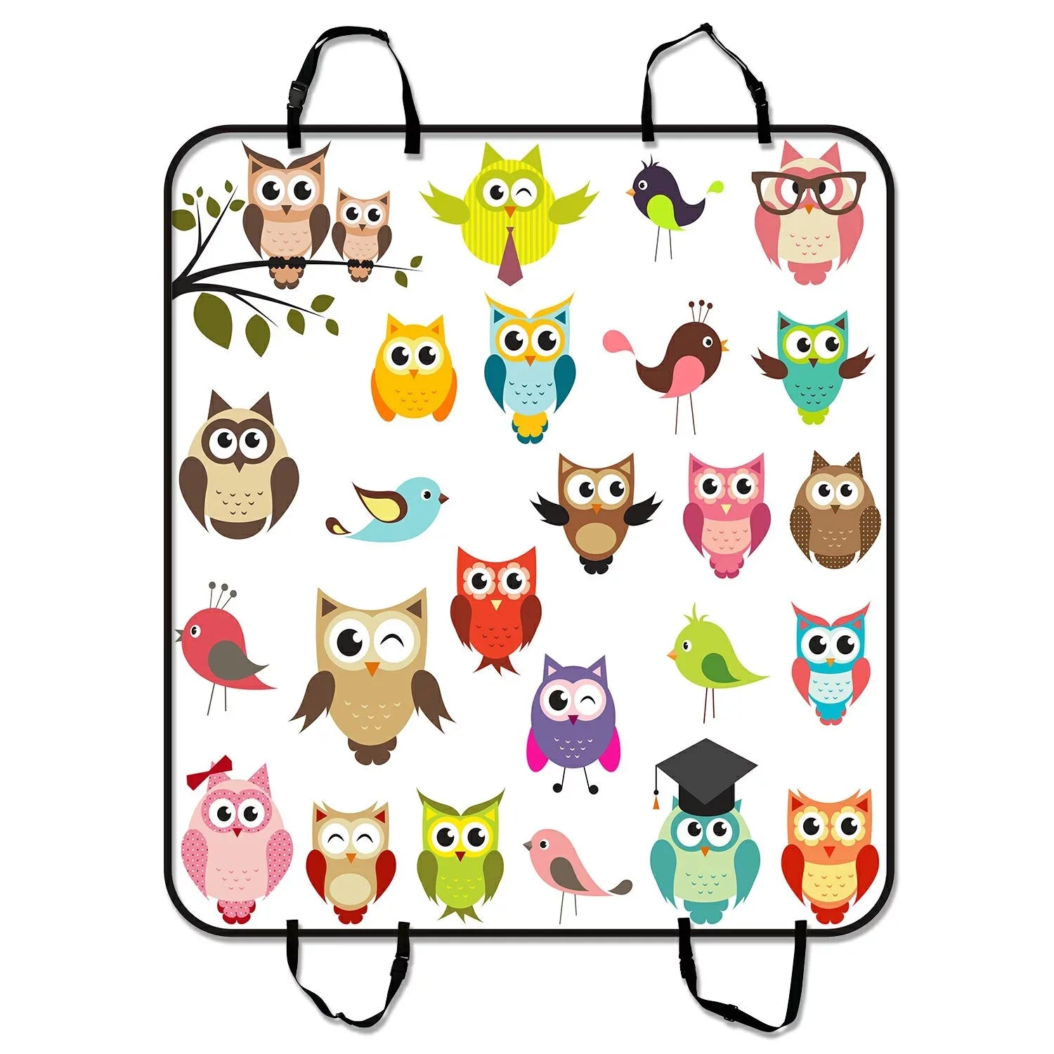 GCKG Art Owl Pet Car Seat Protection Dog Car Seat Mat Hammock Cargo Mat Trunk Mat For Cars Trucks and SUV 54x60 inches
