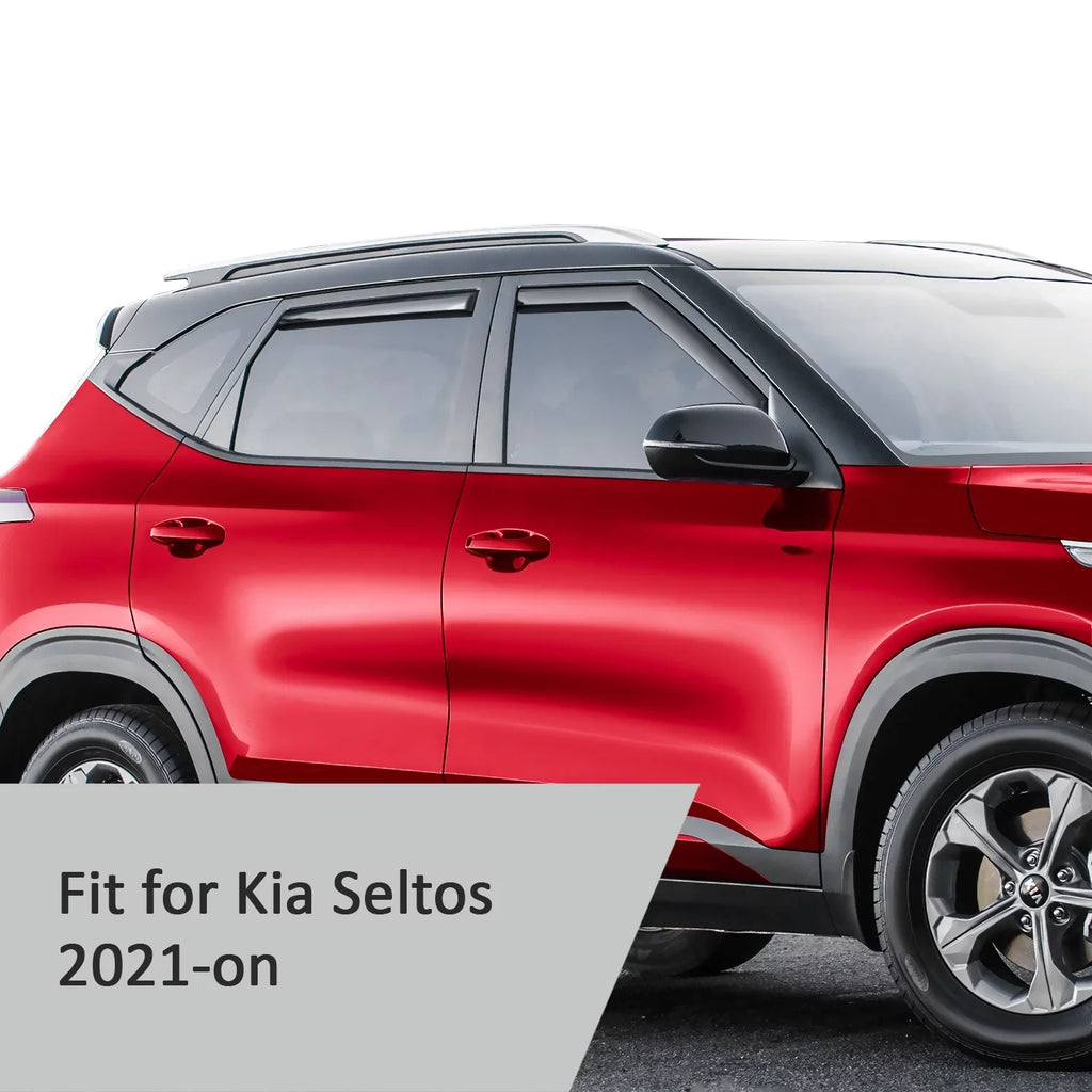 Voron Glass in-Channel Extra Strong Rain Guards for Kia Seltos 2021-2024, Window Deflectors, Vent Window Visors, 4 Pieces - 200551