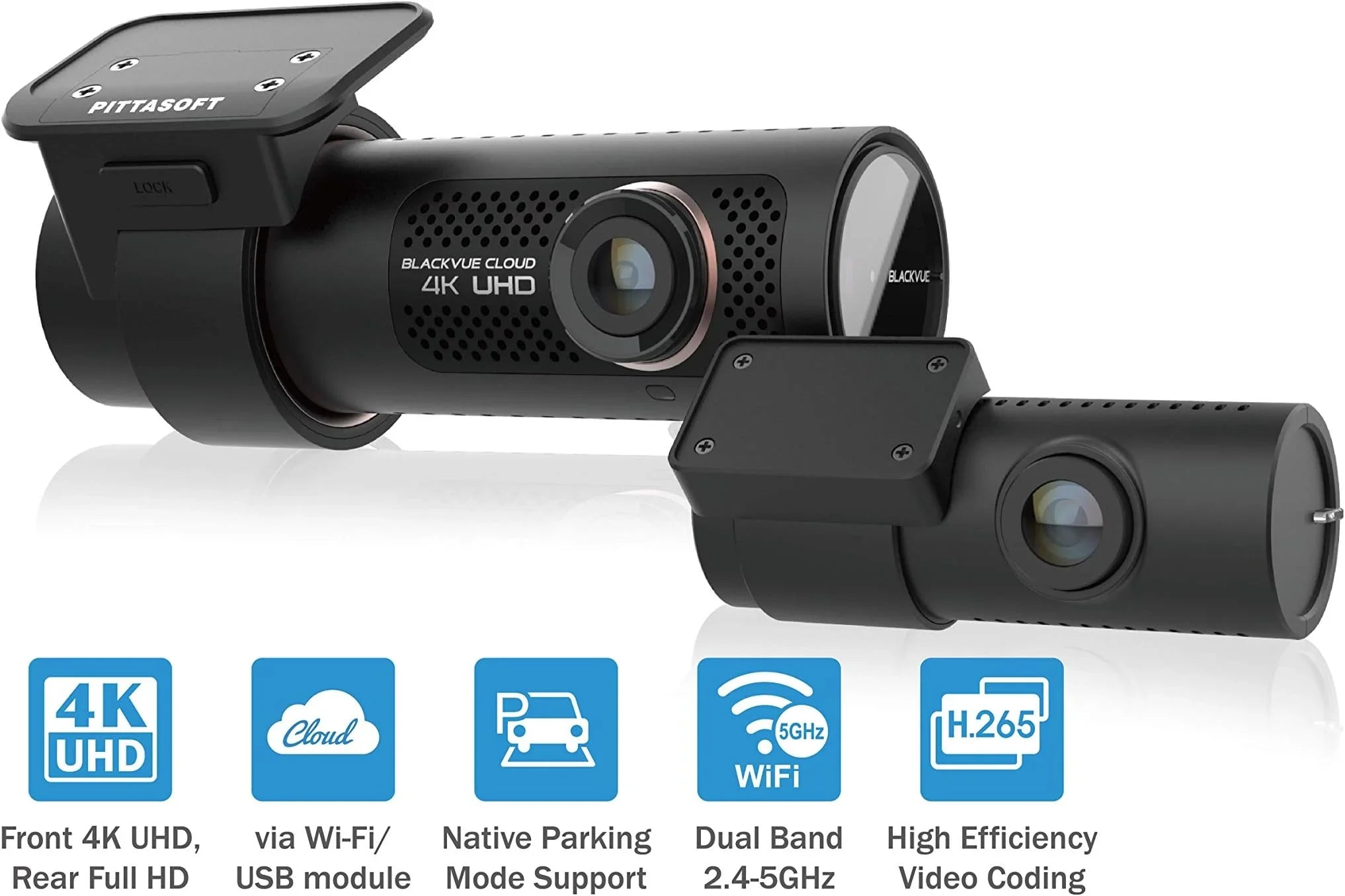 BlackVue DR900X-2CH Plus with 32GB microSD Card 4K UHD Cloud Dashcam,Parking Mode Voltage Monitor