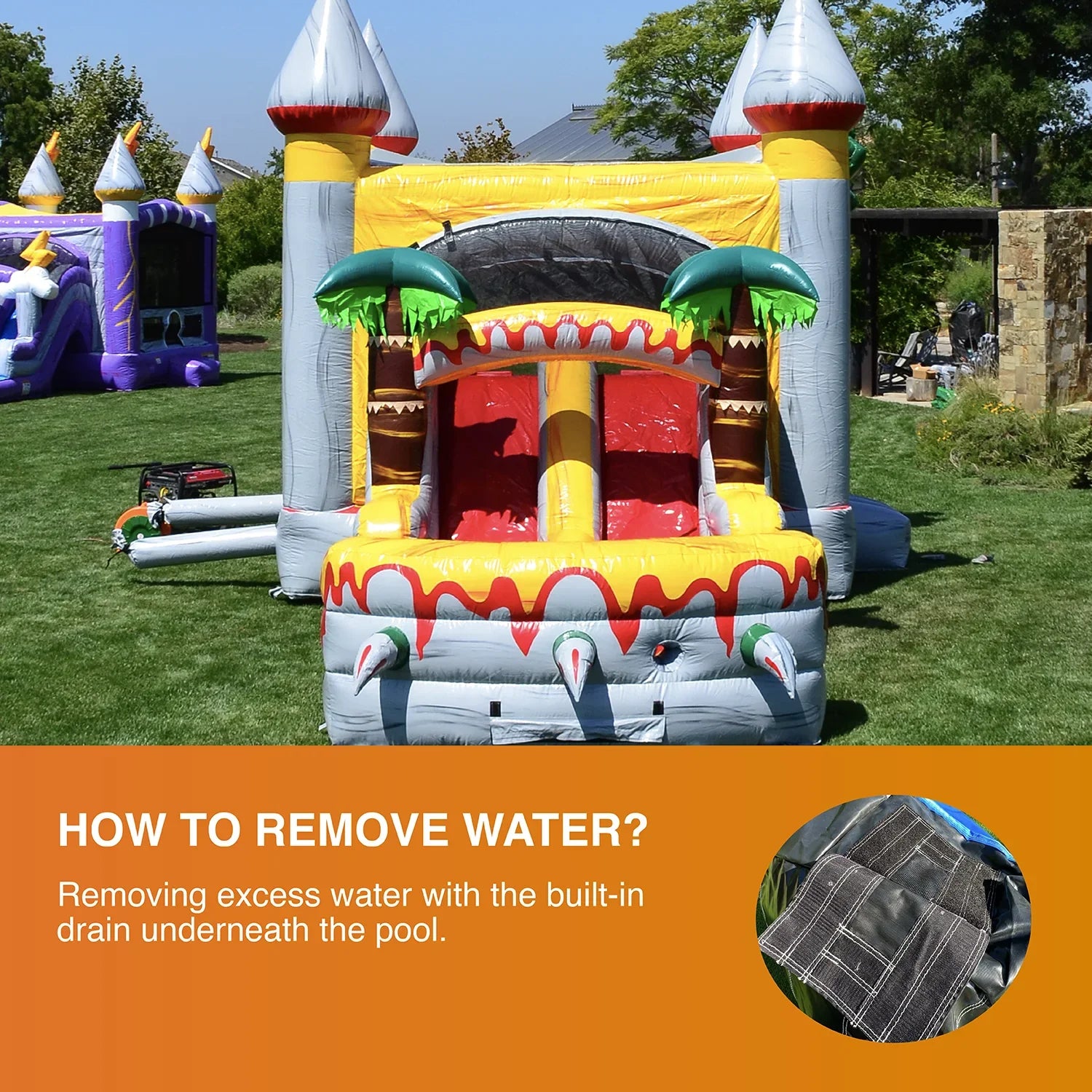JumpOrange Commercial Grade Bounce House Water Slide for Kids and Adults (with Pool and Blower), T-Rex