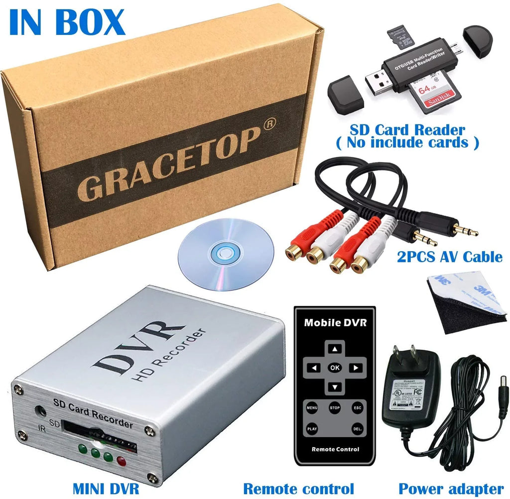 Car Camera Mini DVR with SD Card Reader, SD Card Real-time Digital Video Recorder for FPV Camera Hi8 Camcorder DVD TV Box MPEG-4 CH1