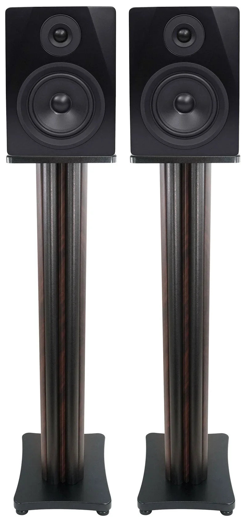 2 Rockville APM5B 5.25" USB Studio Monitor Speakers+36" Dark Wood Premium Stands