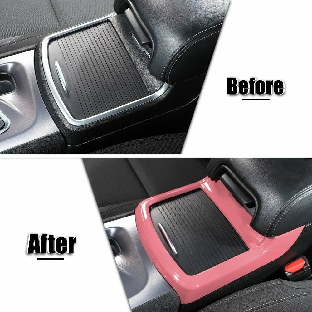 Teledu Inner Central Console Cup Holder Panel Trim Shield + Pink
