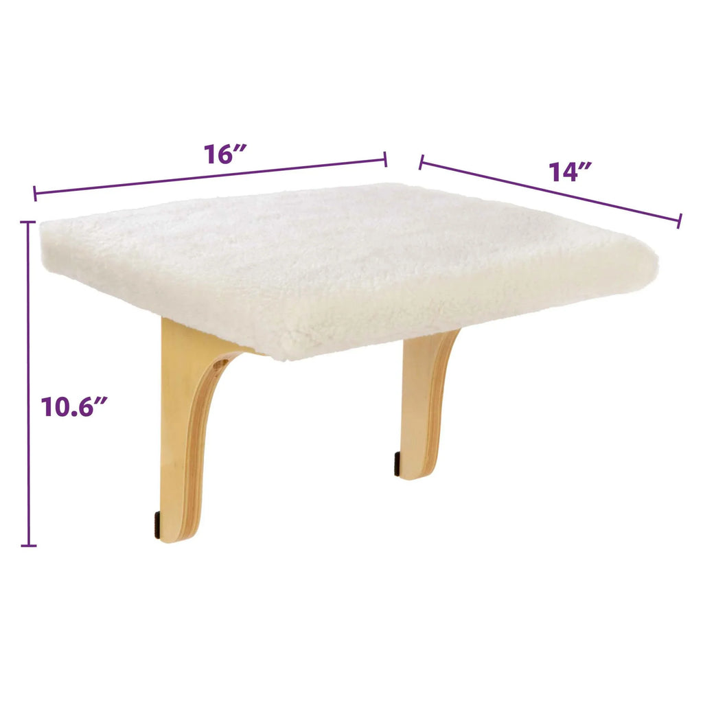 SmartyKat Paw Perch Padded Self-Adhesive Windowsill Mounted Cat Perch & Plush Wrap Cream