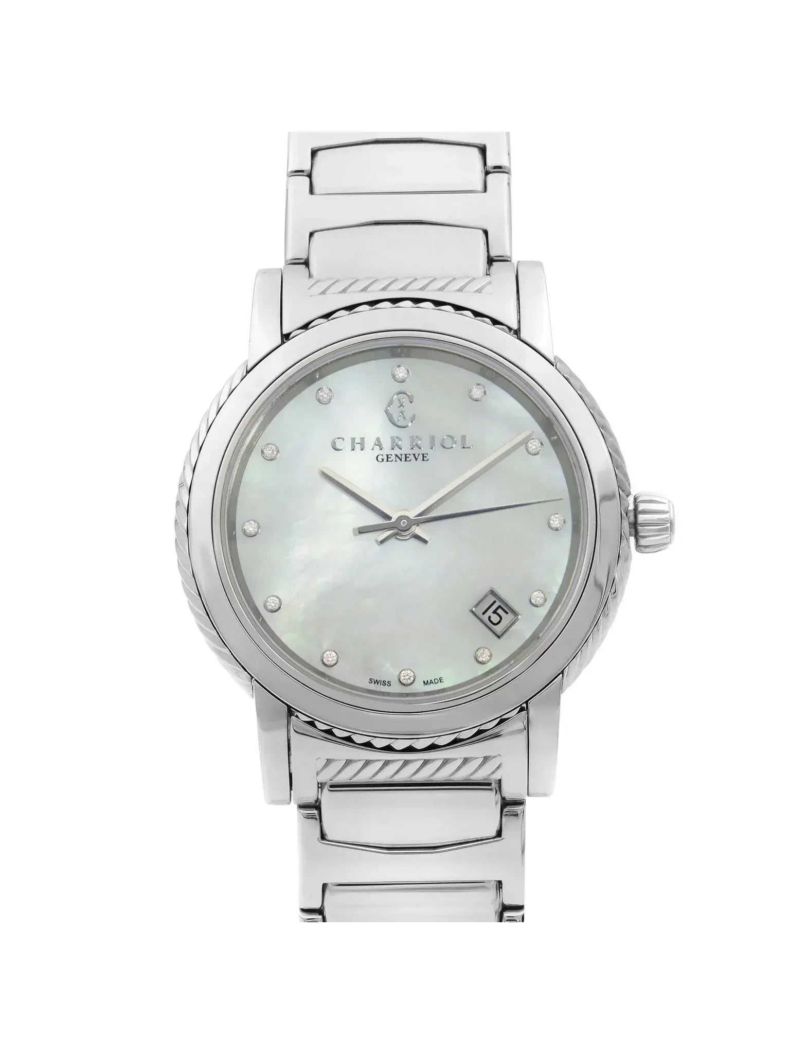 Charriol Parisii Steel Diamond White MOP Dial Quartz Ladies Watch P33S2.920.001