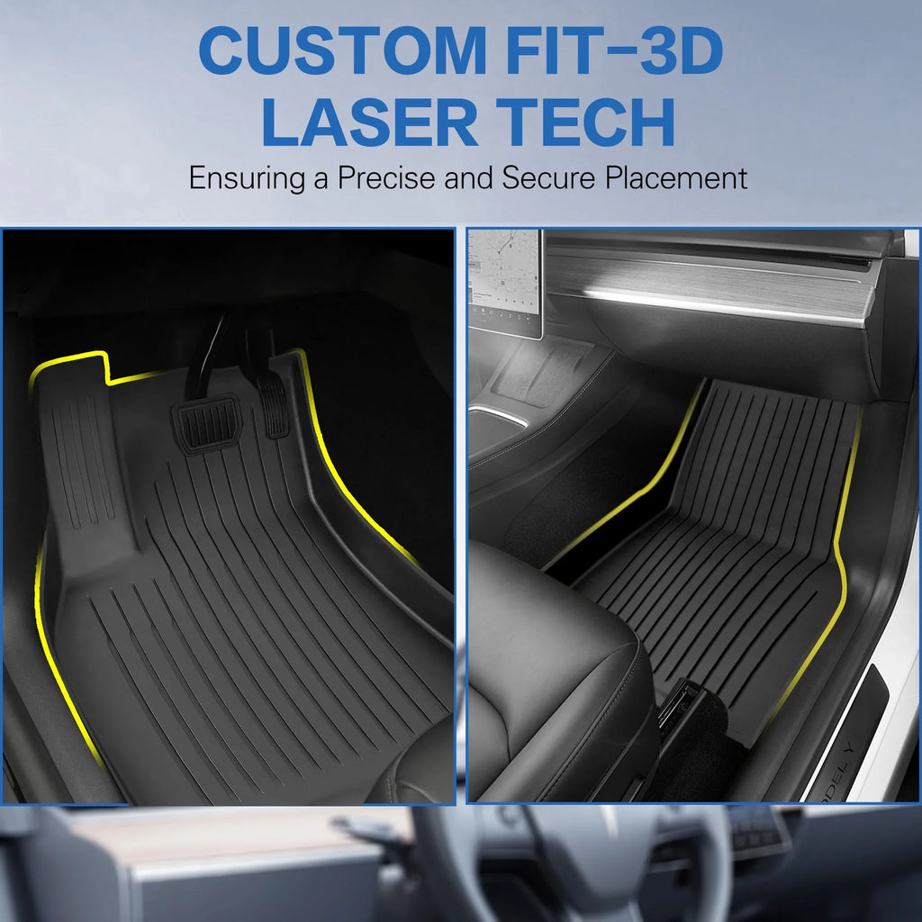 WEIZE Floor Mats Set for Tesla Model Y 2021-2023 2024, All Climate TPE Waterproof Anti-Slip Front & Rear Trunk Mats Cargo Liners Accessories, Custom Fit for Tesla 5-Seater, Set of 6 Mats