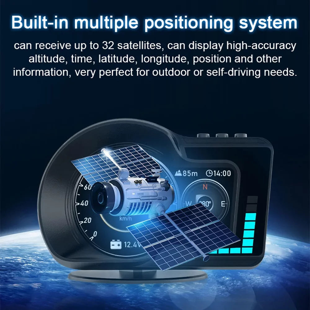 Andoer Dual System Car Head Up Display with Speed/Clock/RPM, Overspeed Alarm, Brake Test, GPS Navigation,