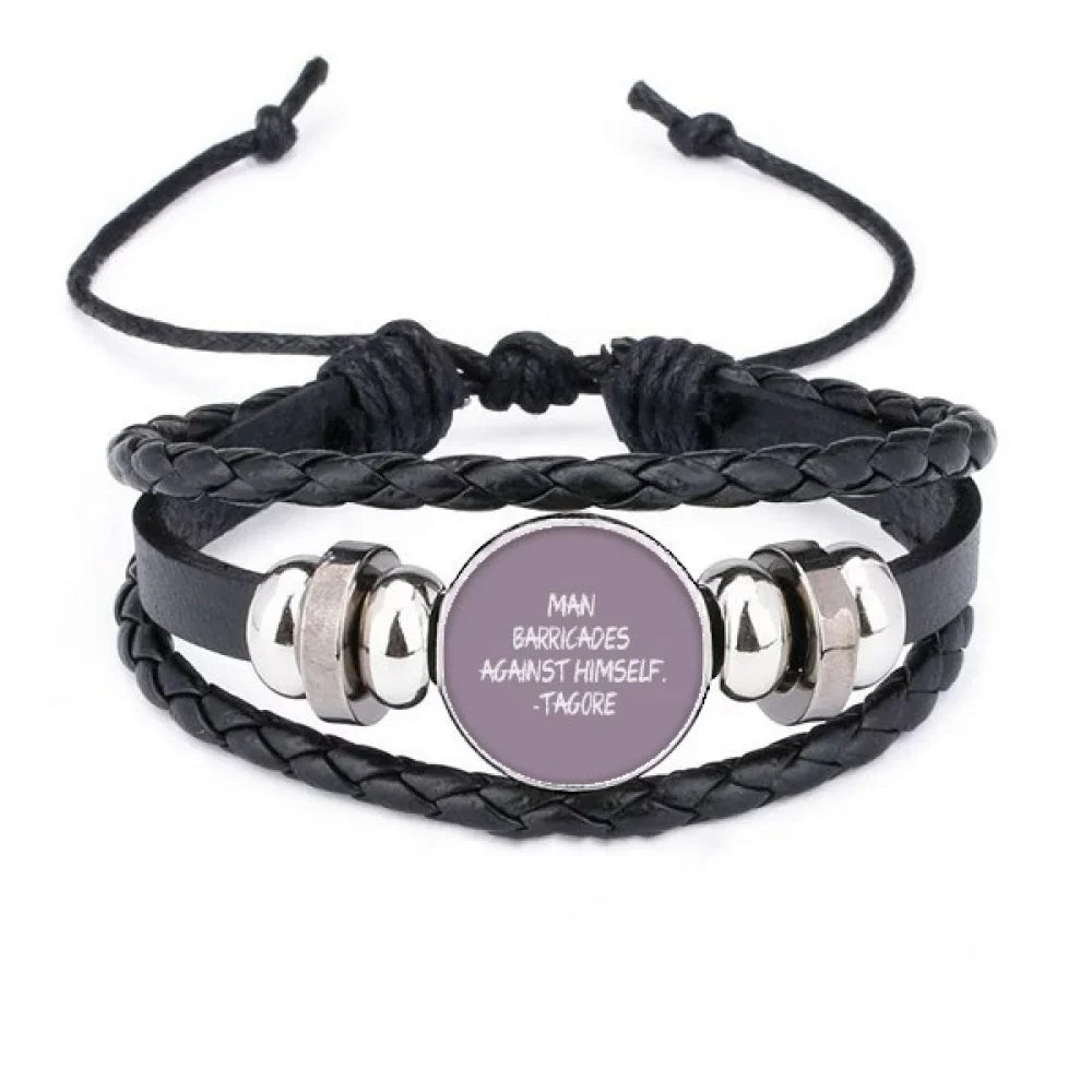 Qoutes Famous People Healing Barricades Aganist Himself Bracelet Braided Leather Woven Rope Wristband