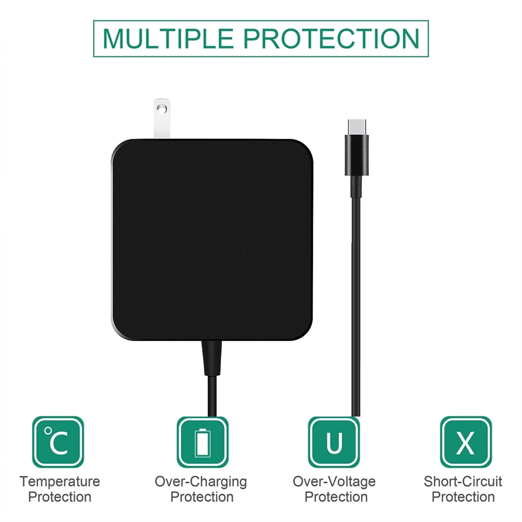 K-MAINS Black 65W USB Type-C AC Adapter Charger Replacement for Dell XPS 13 7390 P82G003 2-in-1 Laptop PSU