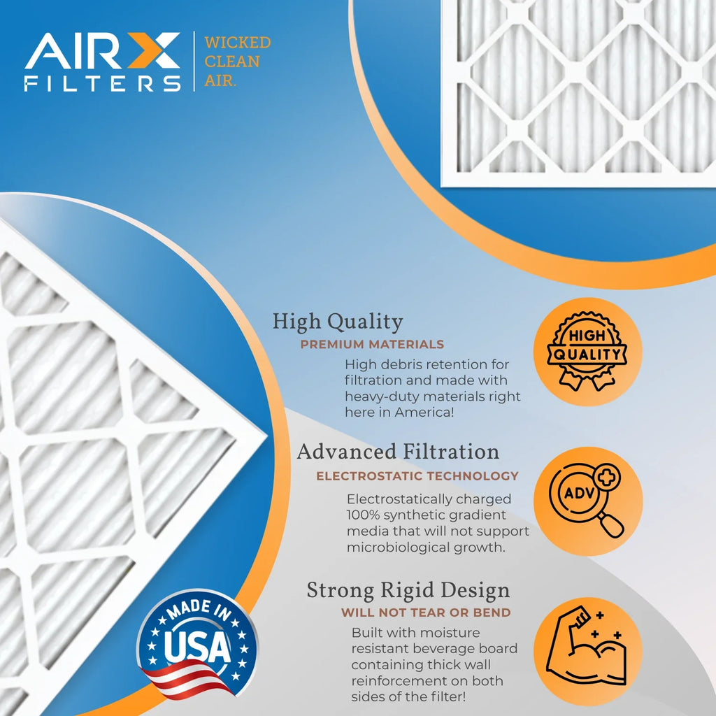 24x36x1 Air Filter MERV 13 Comparable to MPR 1500 - 2200 & FPR 9 Electrostatic Pleated Air Conditioner Filter 6 Pack HVAC AC Premium USA Made 24x36x1 Furnace Filters by AIRX FILTERS WICKED CLEAN AIR.