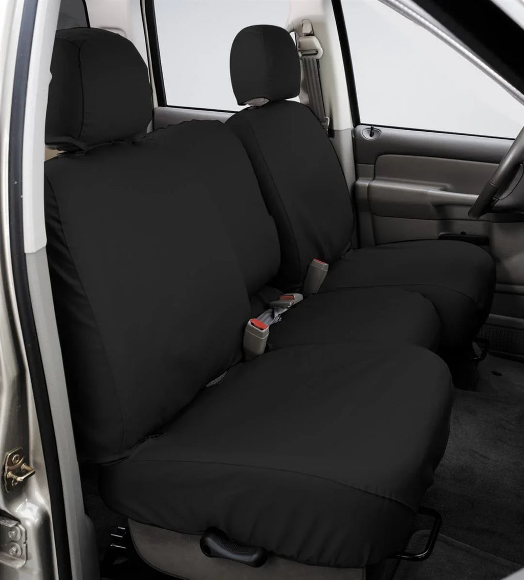 Wrap Custom-Fit Front Bench SeatSaver Seat Protection - Polycotton Fabric, Charcoal Black Fits select: 2007-2008 FORD F150