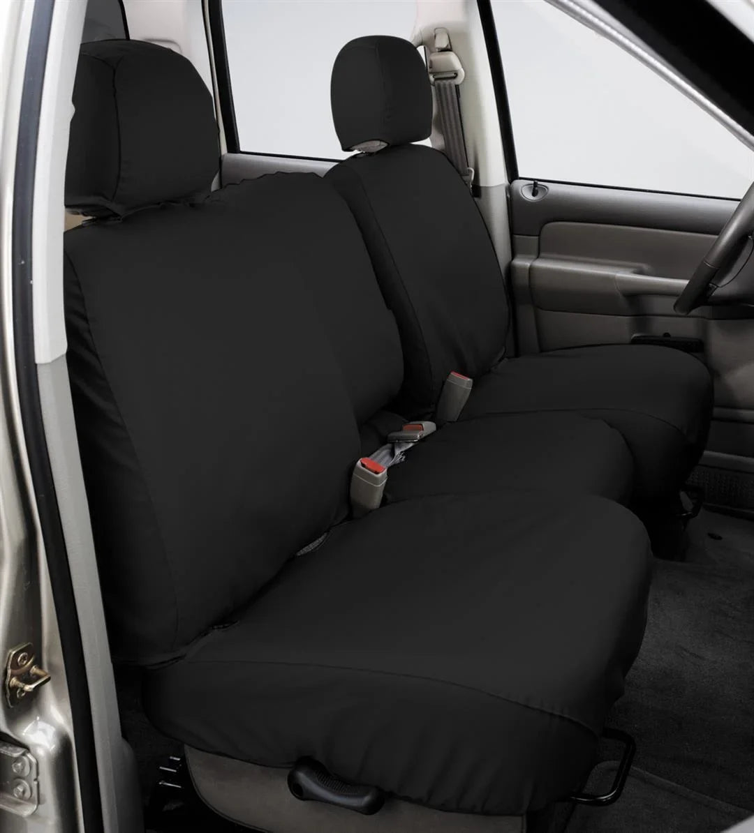 Wrap Custom-Fit Front Bench SeatSaver Seat Protection - Polycotton Fabric, Charcoal Black Fits select: 2007-2008 FORD F150