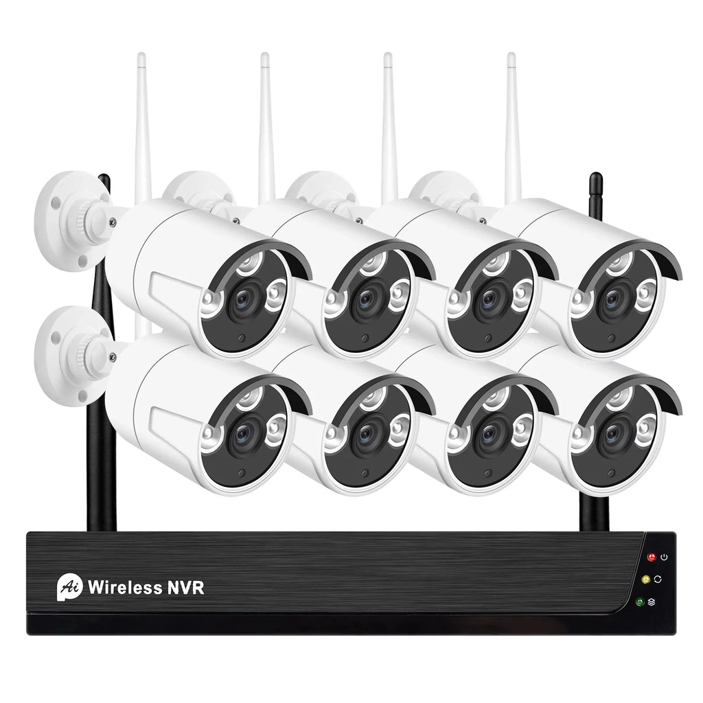 Tomshoo 8CH 1080P Wireless System, 8Channel 1080P CCTV NVR + 8PCS 1080P 2.0MP Indoor Outdoor IP Cameras with , Motion Alert, Smart App Remote Access, No Hard Drive