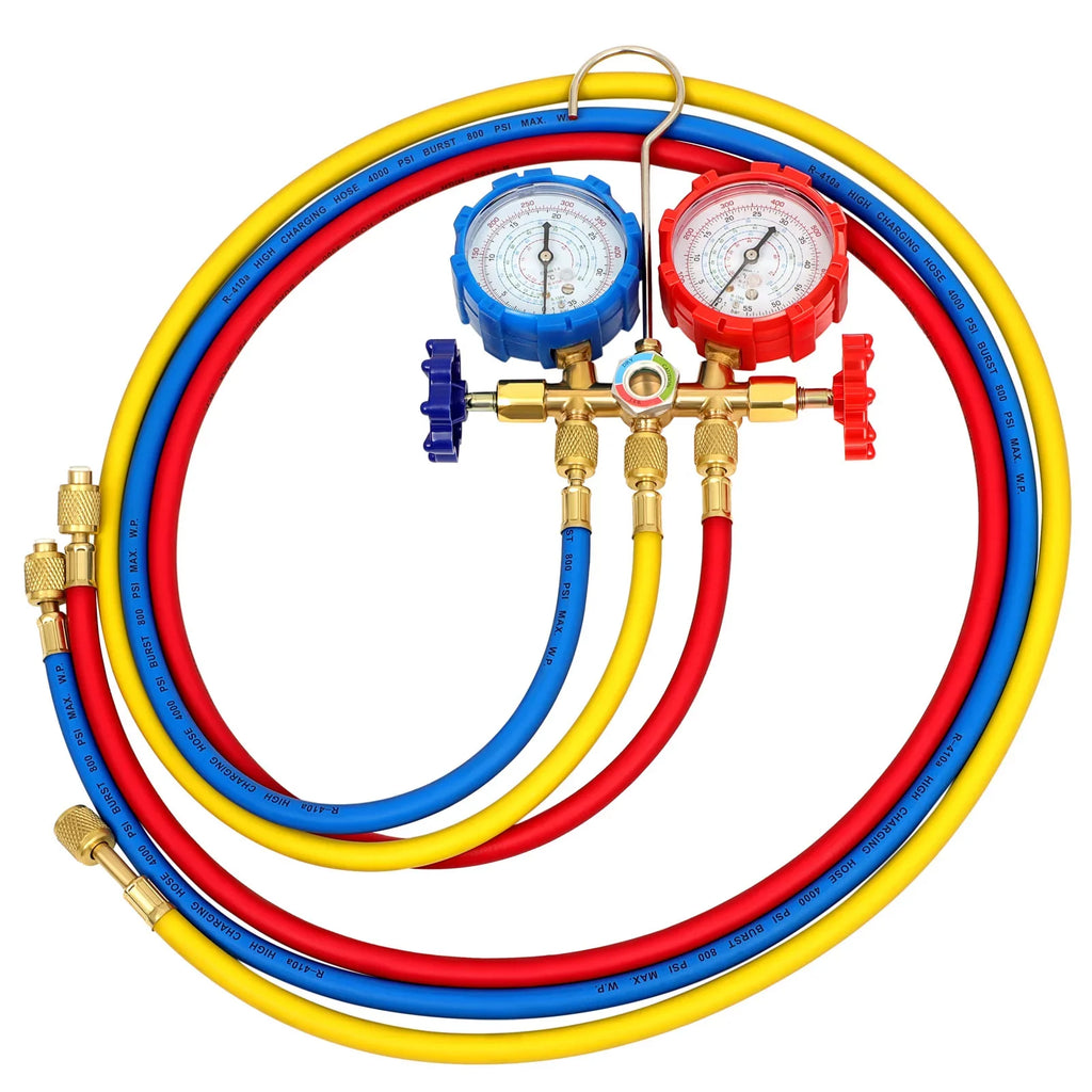 Complete Refrigerant Repair Tool Kit,1/3 HP 4CFM HVAC Vacuum Pump,R134a AC Manifold Gauge Set With Hoses and Quick Couplers,Leak Detector For Air Conditioner