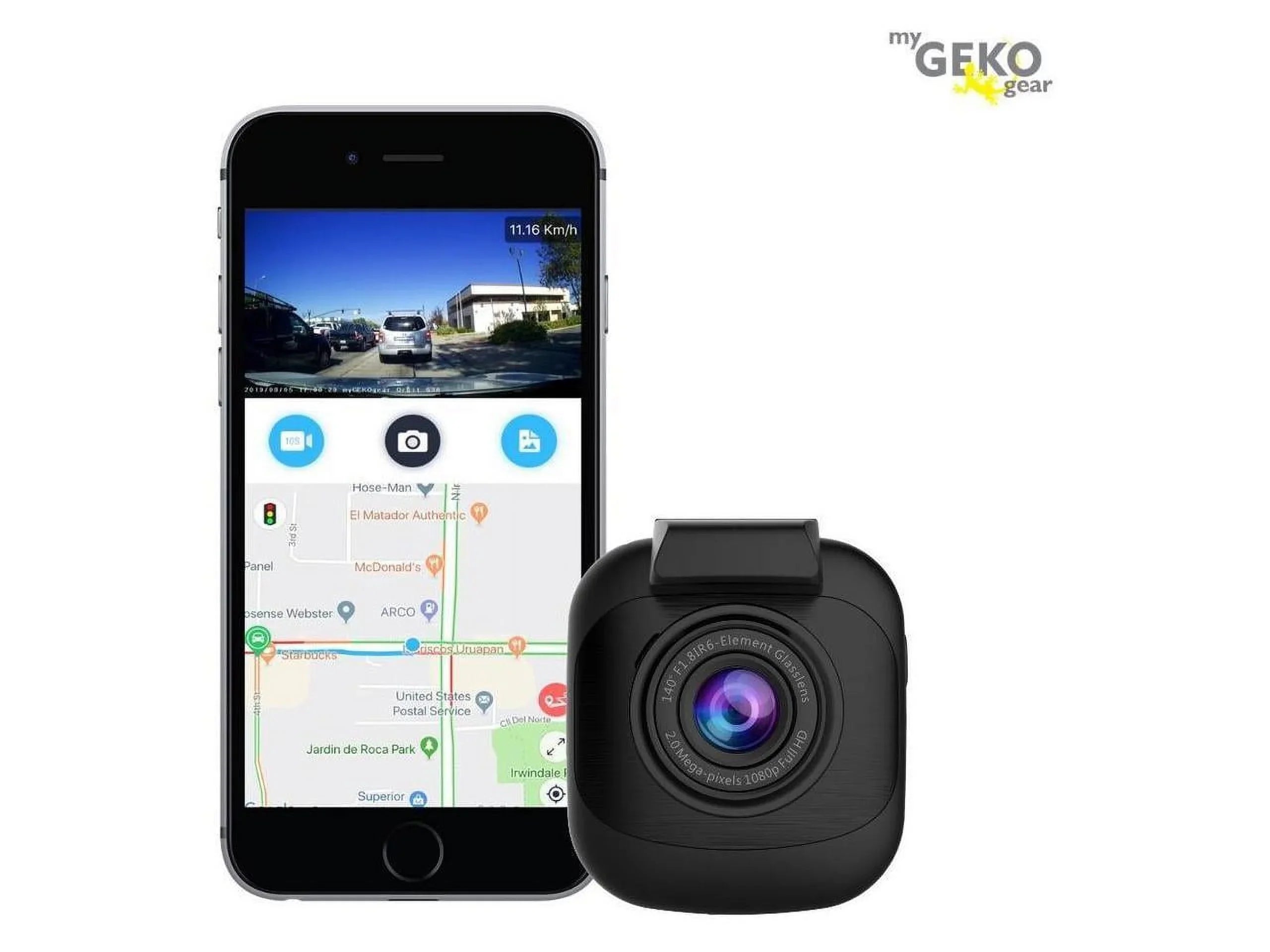 Papago GEKO Orbit 530 1296p Dash Cam with Night Vision and 16GB Micro SD Card