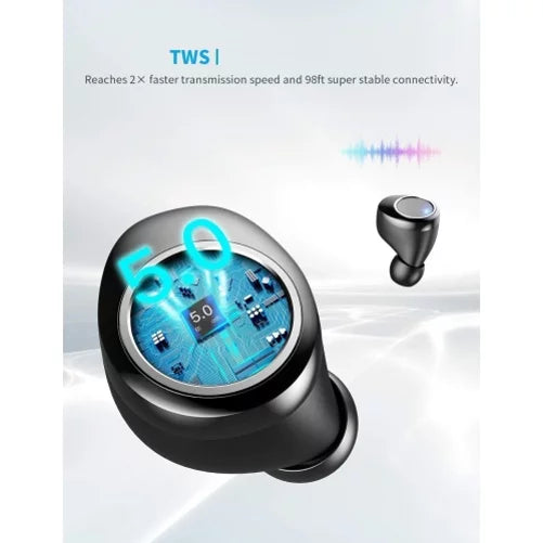 Wireless Earphones TWS Headphones True Stereo Earbuds w Mic Charging Case M1J for Motorola Moto E (2020), One 5G, Razr (2020) (2019), Edge (2021) - BI DreamTab HD8, XD 10.1" - Nokia 3.1, 7.1