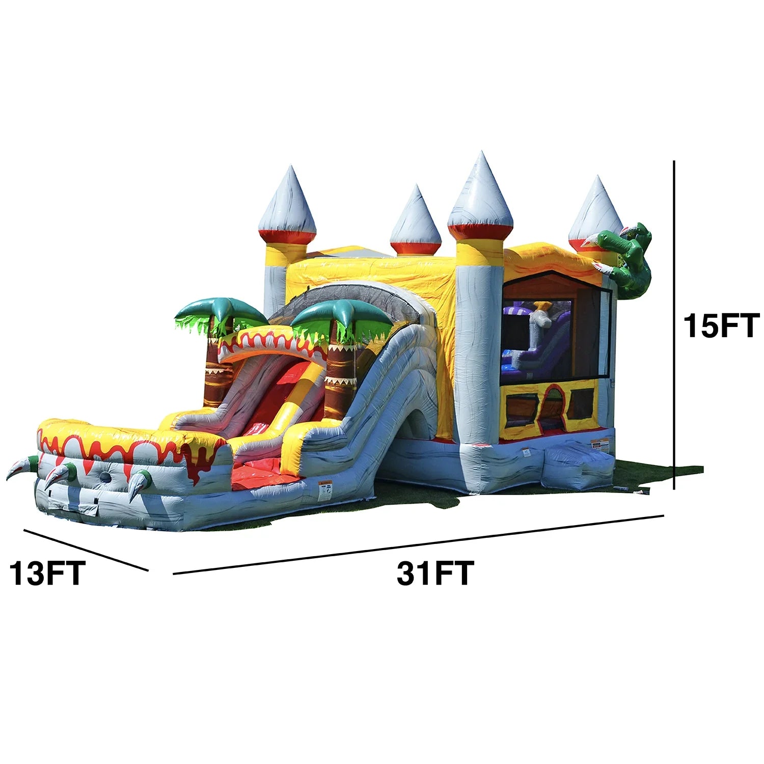 JumpOrange Commercial Grade Bounce House Water Slide for Kids and Adults (with Pool and Blower), T-Rex