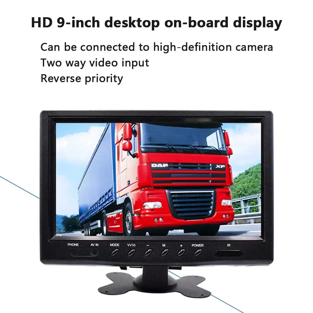 9 Inch Backup Camera Monitor, Two-Way Video Input HD Rear View Reverse Color TFT LCD Display for Car Rear View Reverse,Front-View, and Side-View Camera Connection. Easy to Install