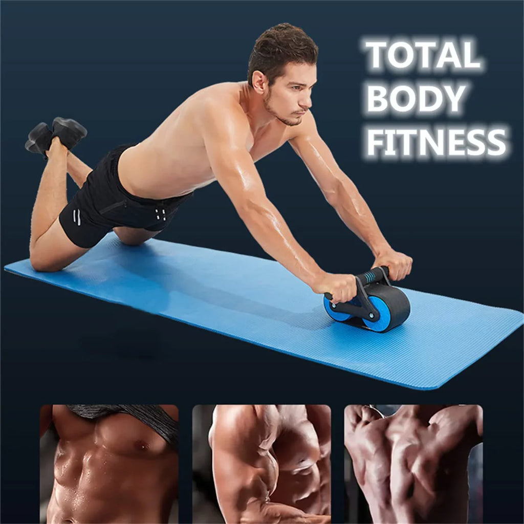 AB Roller Wheel with Knee Mat for Abdominal Exercise, Core Workout Equipment with Automatic Rebound Assistance and Resistance Springs with Ergonomic Handle