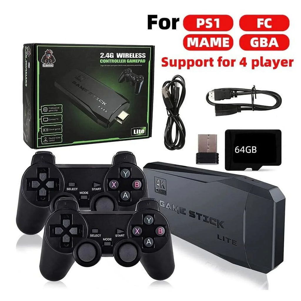 Microea Video Game Consoles 4K 2.4G Double Wireless 20000 Games 64G Retro Classic Gaming Gamepads TV Family Controller For PS1/GBA/MD
