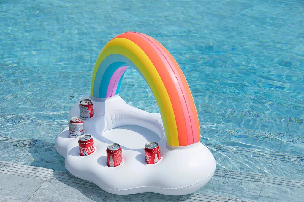 Inflatable Rainbow Cloud Drink Holder Floating Beverage Water Fun Decorations