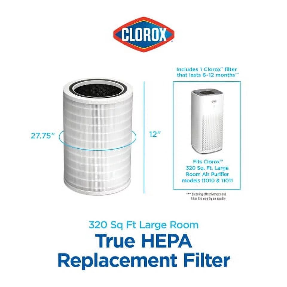Clorox 320 Large Room True HEPA Replacement Filter, 320 Sq. ft., 12010