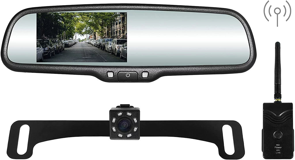 Master Tailgaters OEM Rear View Mirror with 4.3” LCD Screen, Wireless Transmitter & Waterproof 170° LED Backup Camera Kit - Universal Fit for All Cars