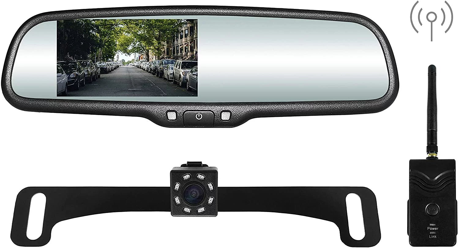 Master Tailgaters OEM Rear View Mirror with 4.3” LCD Screen, Wireless Transmitter & Waterproof 170° LED Backup Camera Kit - Universal Fit for All Cars