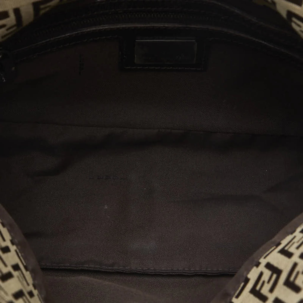 Pre-Owned FENDI Zucchino Mamma Bucket Shoulder Bag 8BR003 Brown Canvas Leather Women's (Fair)