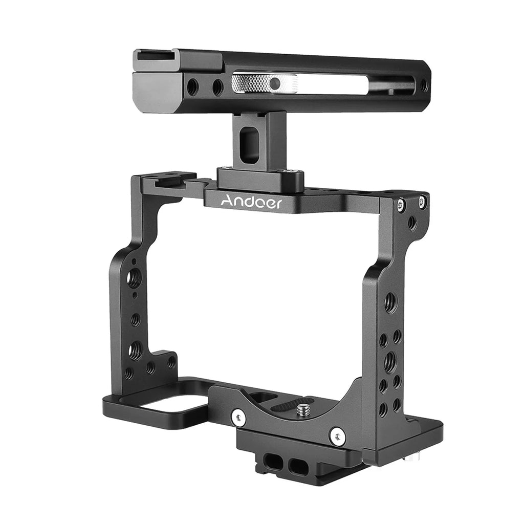 Andoer C15-B Camera Cage + Handle Kit Aluminum Alloy with Cold Shoe Mount Fitting with Nikon Z6/Z7 DSLR Camera