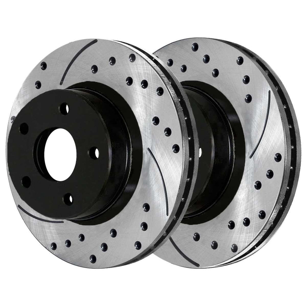 AutoShack Front and Rear Drilled Slotted Brake Rotors Black Set of 4 Replacement for Chrysler 200 Sebring 2007-2017 Jeep Patriot Compass 2007-2012 Dodge Caliber 2008-2014 Avenger V6 FWD PR63040PR63038