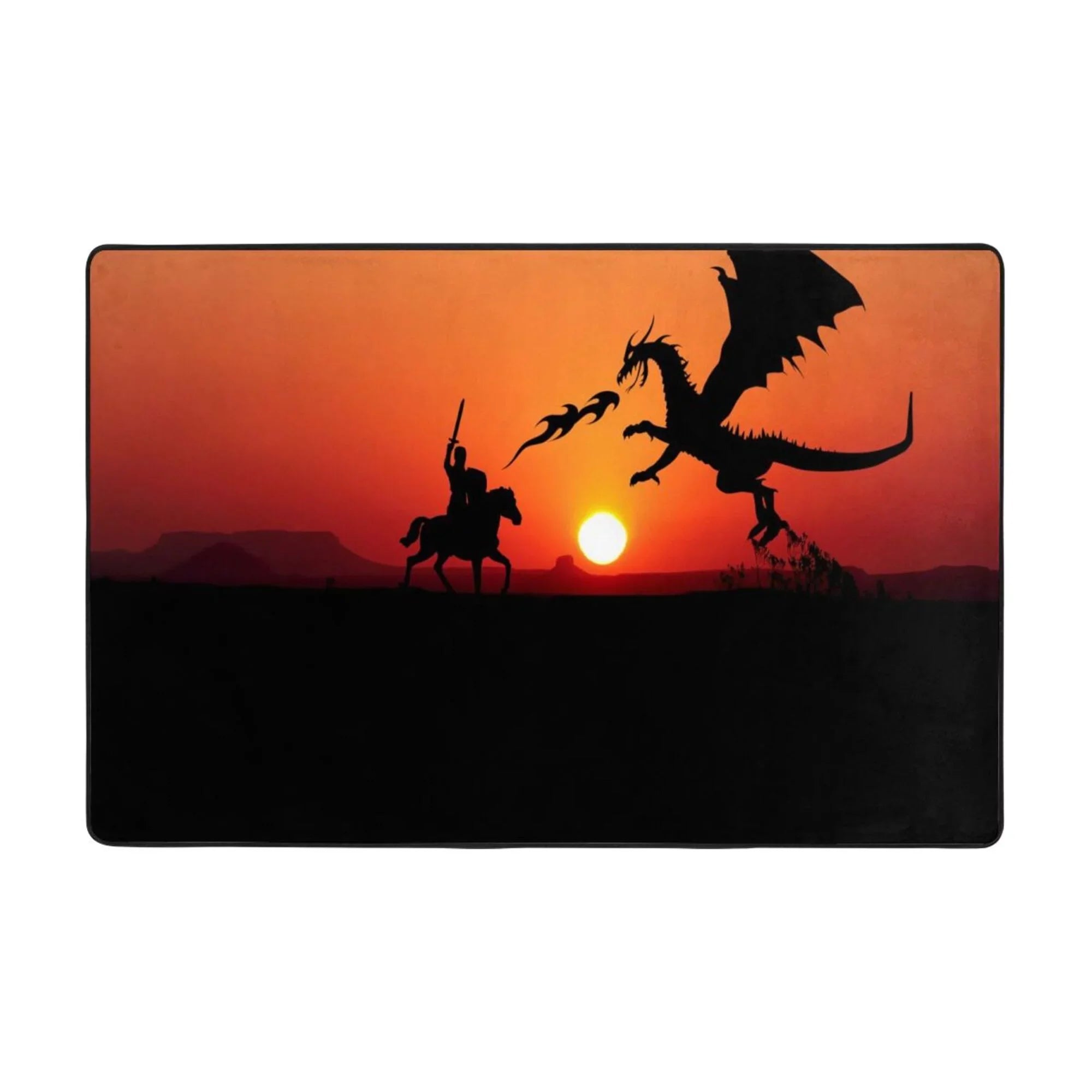 ZICANCN Sunset Dragon Knight Area Rugs Doormat , Facecloth Non-Slip Floor Mat Rug for Living Room Kitchen Sink Area Indoor Outdoor Entrance 72"x48"