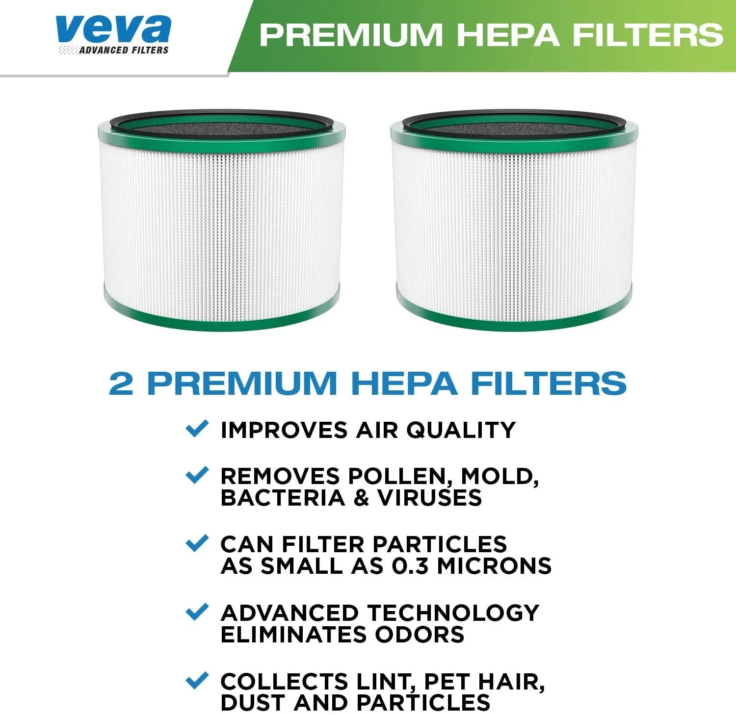 VEVA Premium HEPA Replacement Filter 2 Pack Fitting With All Dyson Pure Cool Link