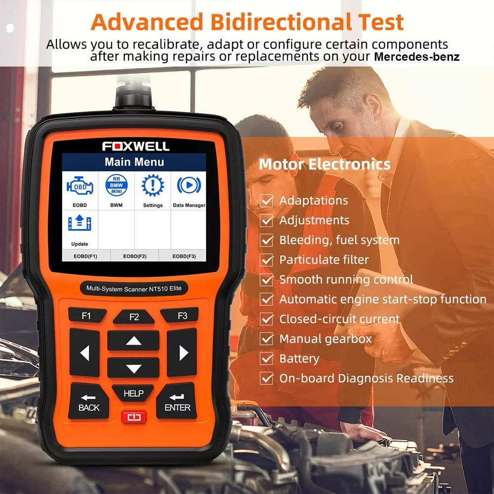 FOXWELL Pofessional All System OBD2 Scanner For Mercedes-benz SAS DPF BRT Multi Reset Bi-Directional Test Auto Car Diagnostic Tool