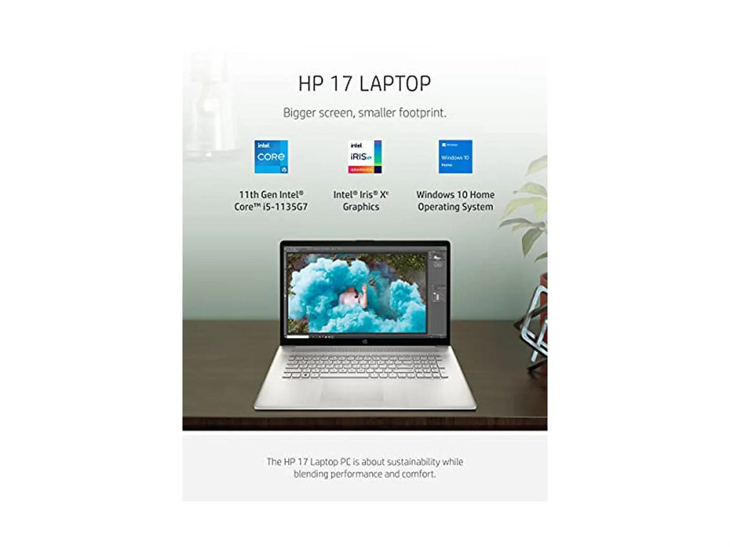 HP 17 Laptop, 11th Gen Intel Core i5-1135G7, 8 GB RAM, 256 GB SSD Storage, 17.3-inch HD+ Display, Windows 10 Home, Anti-Glare Screen